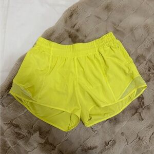 Lululemon Hotty Hot Short, Low Rise 4 inch in Electric Lemon